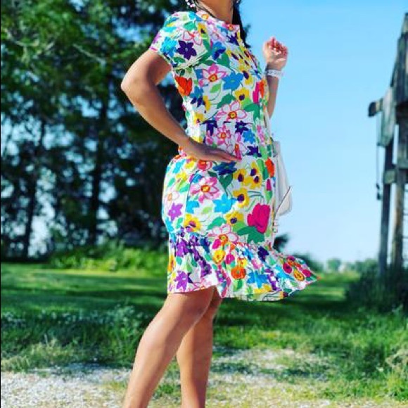 Like new, J.Crew (not factory) Floral Midi Ruffle-Hem Dress 😍 - Picture 7 of 7